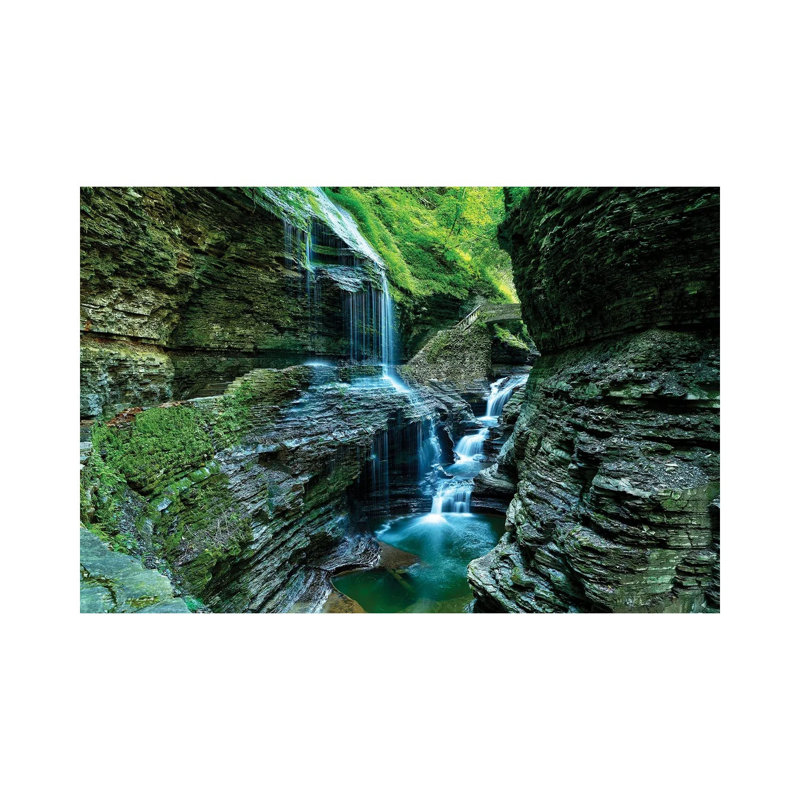 Rainbow Bridge & Falls, Watkins Glen State Park, New York by David Gardiner - Gallery-Wrapped Canvas Giclée on Canvas