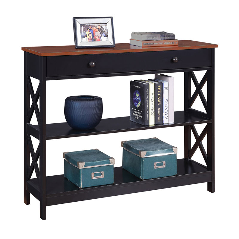 Aafko 39.5" Console Table, Cherry/Black, 31.5" H x 39.5" W x 12" D