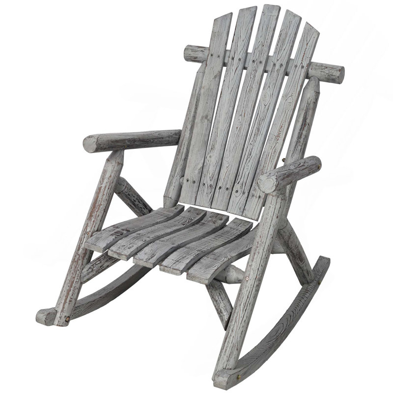Chaise berçante en bois, Gris