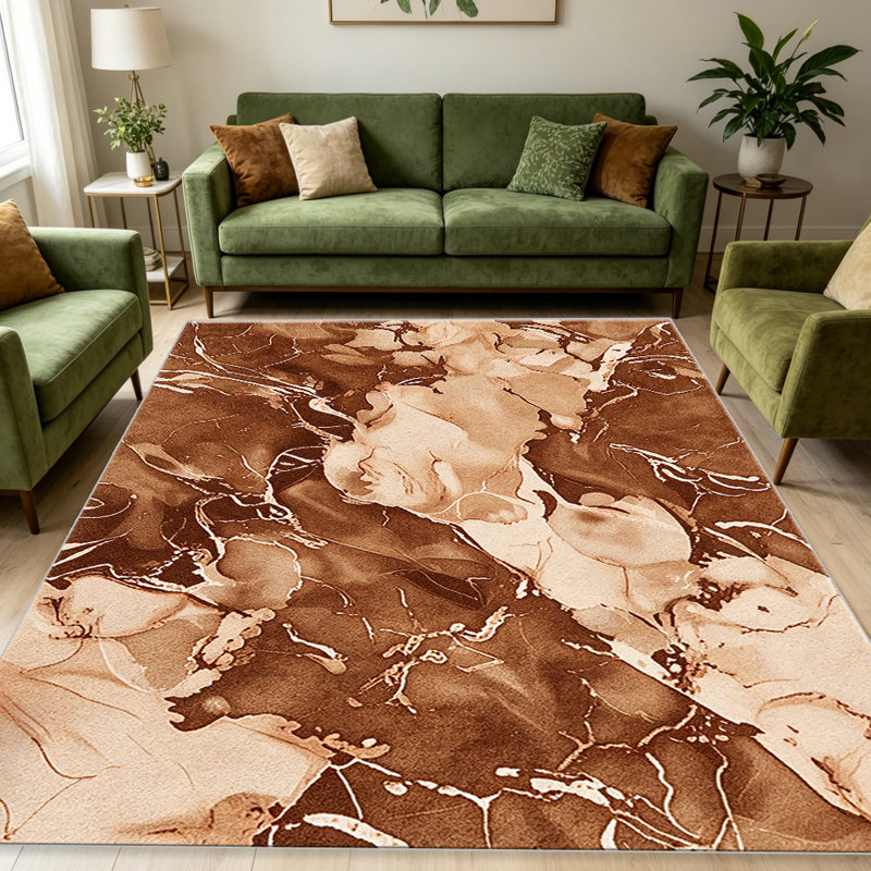 Caramel Marble Gold carpet-easy to clean, machine-washable, soft and comfortable; suitable for door mats, kitchens, living rooms, bedrooms, corridors, and laundry areas. Easy to clean, durable carpet for home decoration.