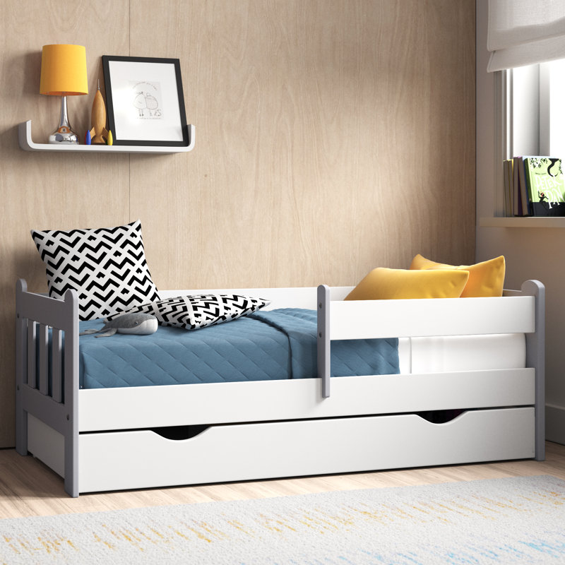 Sherri bed with drawer and mattress, Grey/White, Toddler (140 x 70 cm)