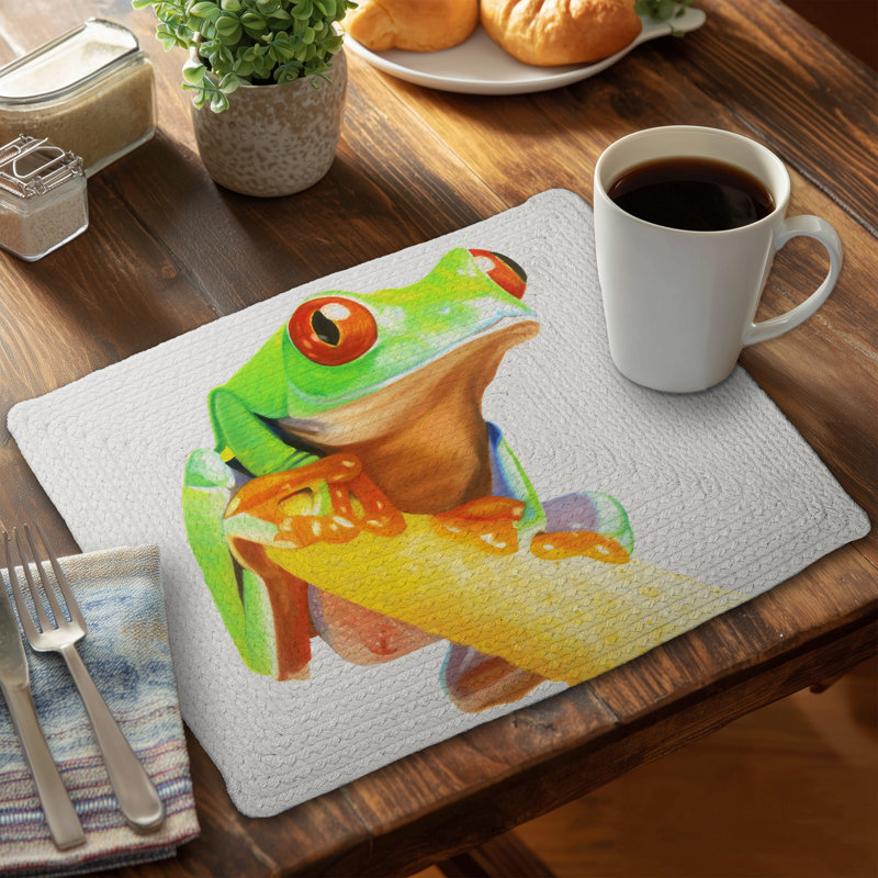 Curious Red Eyed Frog Green Placemat - Reptile Decor Essential