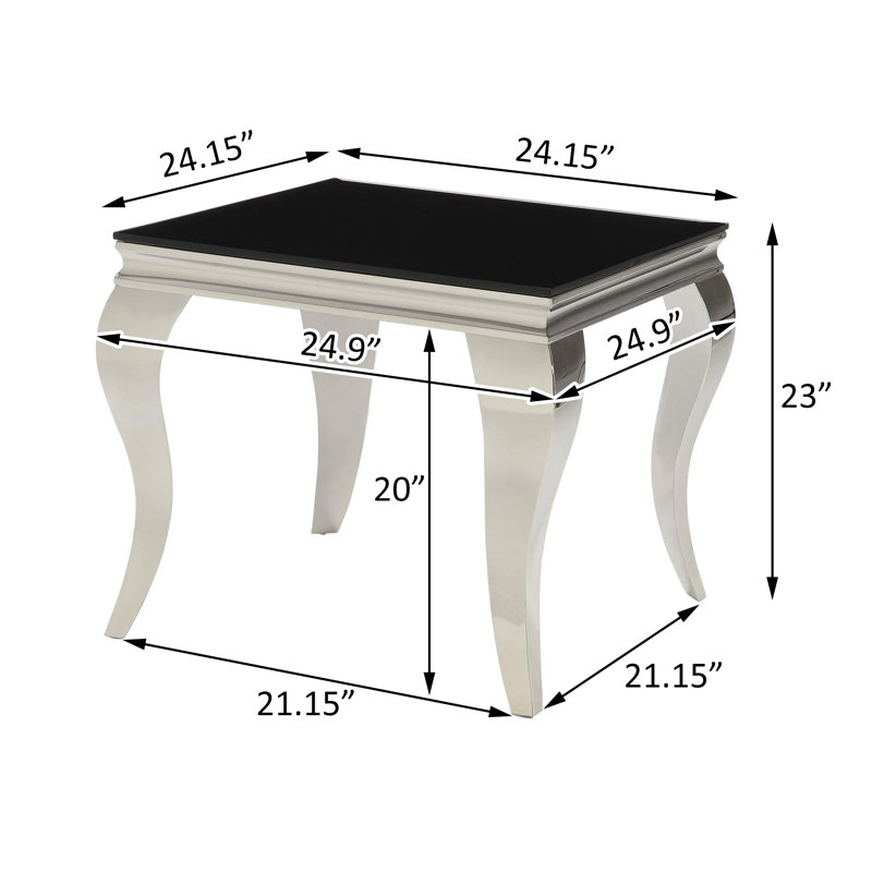 Karlens Square Chrome and Black Glass End Table