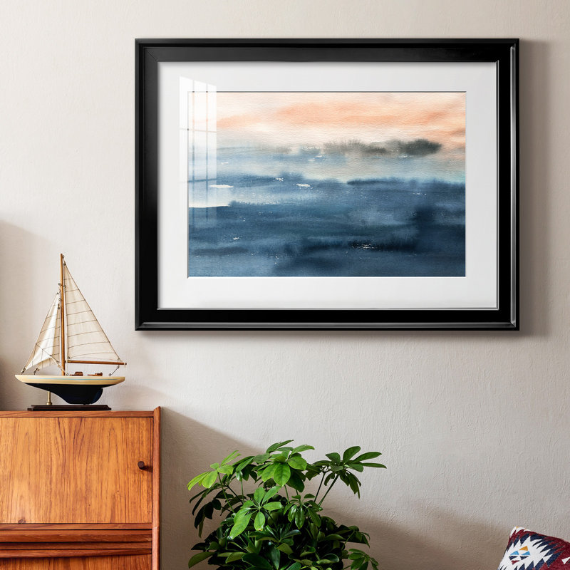 Lake Sunrise - peinture encadrée, H 18,5 po x l 24,5 po x P 1,5 po, Noir