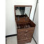 Meuble-lavabo élégant en noyer avec compartiments de rangement internes et tabouret rembourré-344961296