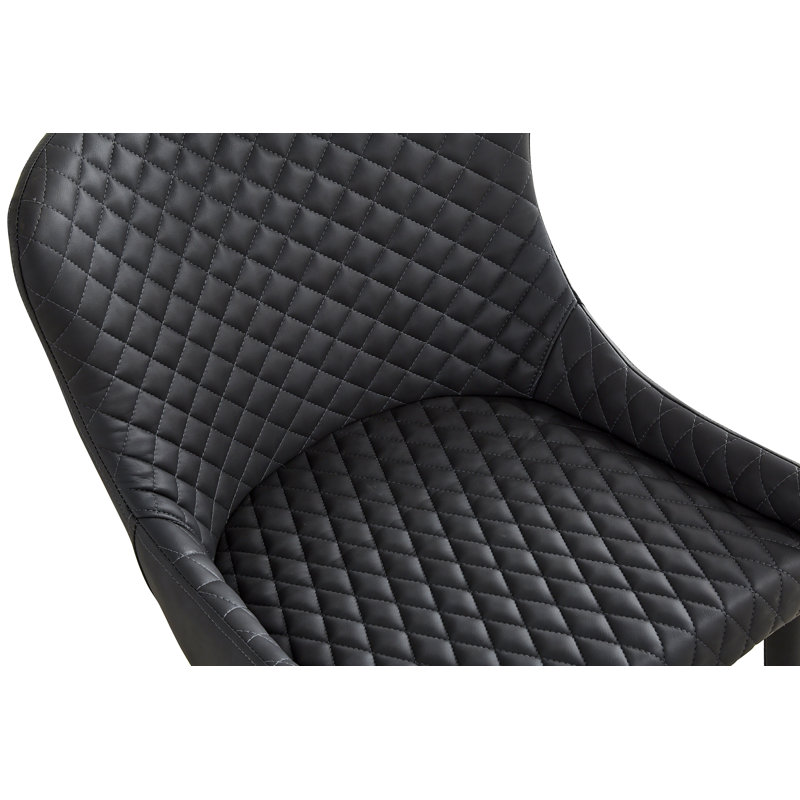 Chaise d'appoint rembourrée en similicuir touffetée Breyonia, Polyuréthane gris foncé rétro