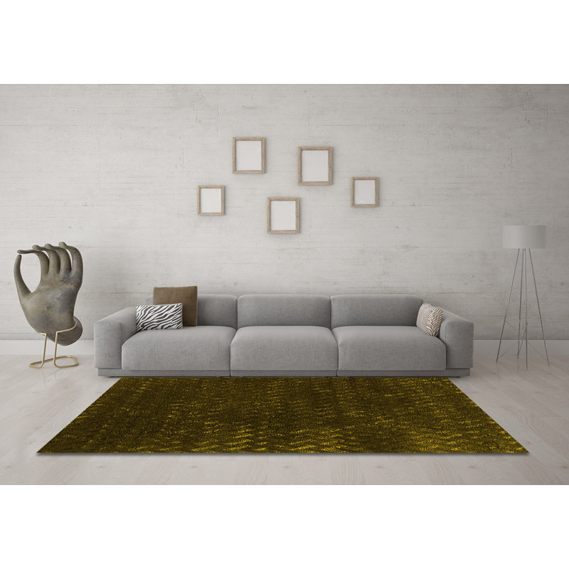 Tapis jaune Nanika Mid-Century Modern 110, Carré 7 pi