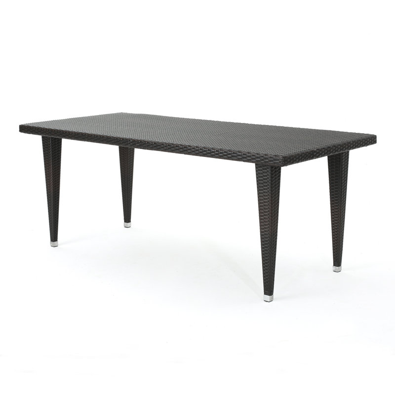 Zoya Wicker Dining Table,Patio Kitchen Table, Brown