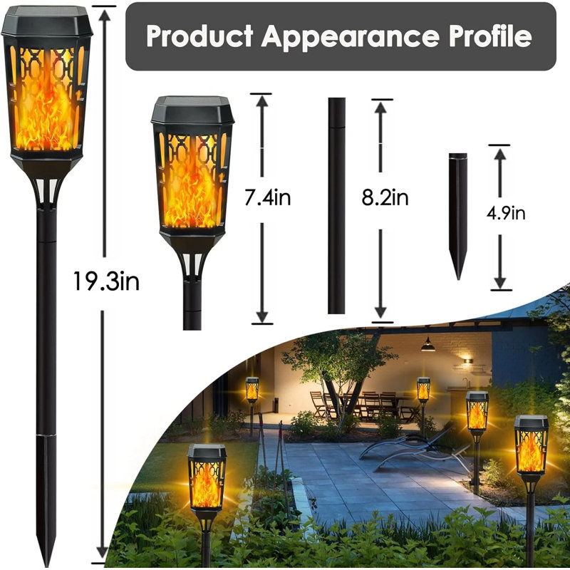 Realistic Flame Effect Solar Torch - Dancing Light For Garden And Landscaping