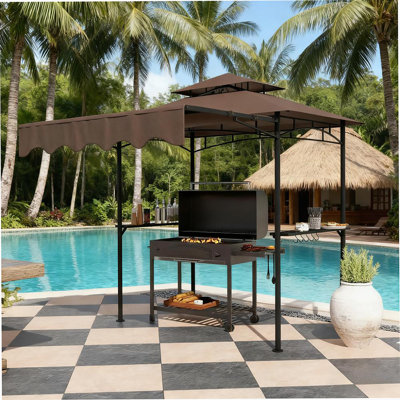 Abri de barbecue pratique, abri de jardin extérieur, avec auvent latéral, tablettes latérales et crochets