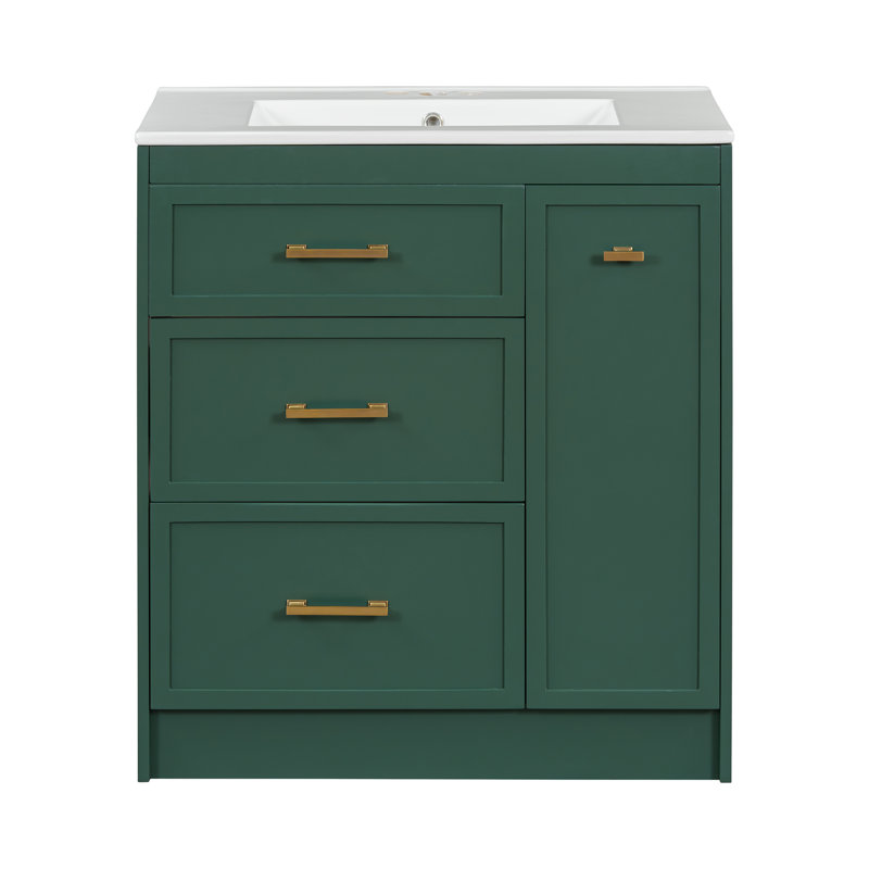 Meuble-lavabo 30 po avec lavabo en céramique, Vert