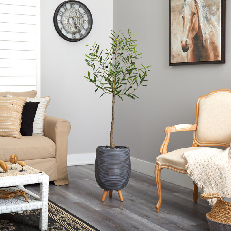 Olive artificielle en pot, H 54 po x l 16 po x P 16 po