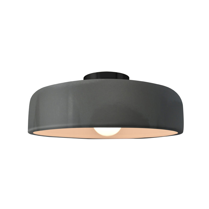 Plafonnier semi-encastré Radiance, Gris brillant, Noir mat, H 6 po x l 13 po x P 13 po