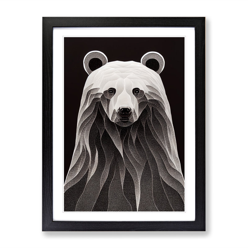 XV1022-983X Bear Portrait No.4 Abstract - Print, 64cm H x 46cm W x 2cm D, White, Black Framed Paper