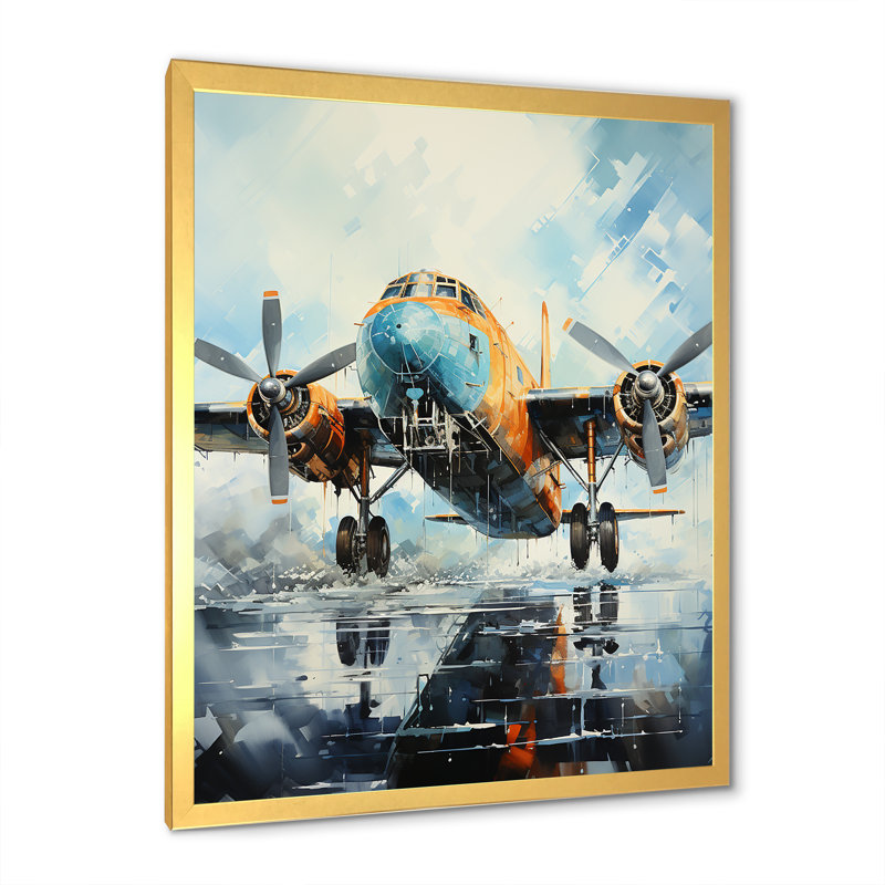 Vol de la liberté - impressions sur toile militaire, Cadre doré simple, H 32 po x l 24 po x P 1 po