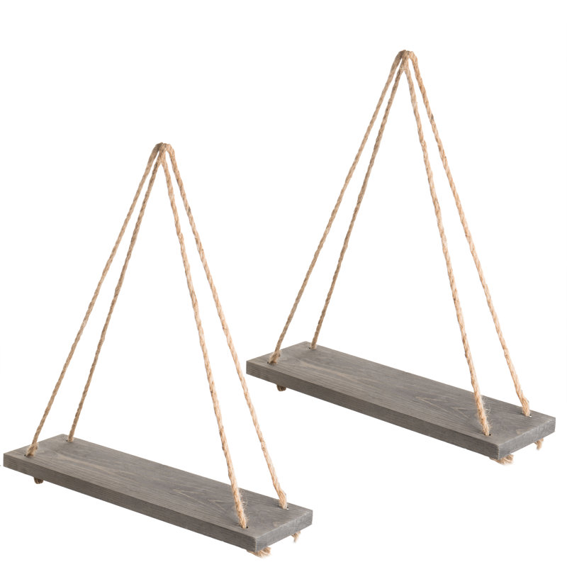 Ariadnne Triangle Pine Solid Wood Floating Shelf, 44.5 cm H x 43.2 cm W x 13.5 cm D, Grey