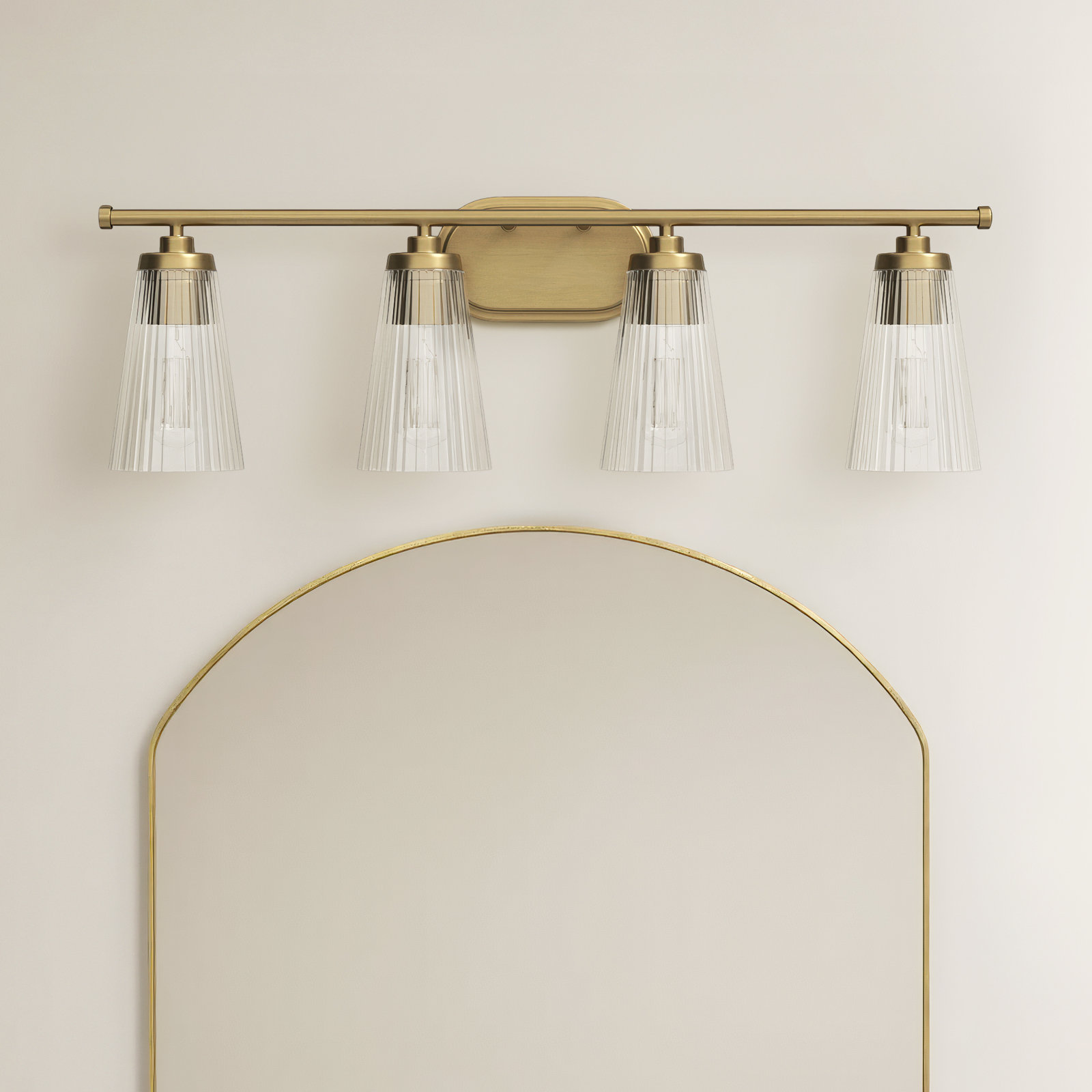 Jeanie Dimmable Bath Sconce, Brass, 10" H x 30.5" W x 30.5" D, 4 Lights