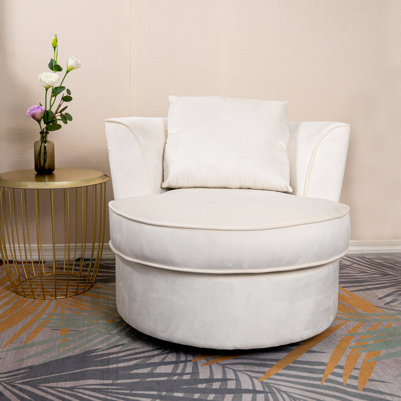 Fauteuil demi-tonneau pivotant de 32 po de largeur, Blanc velouté