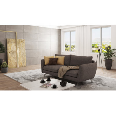 Modern Sofa 3 seater  with Silver Metal Legs