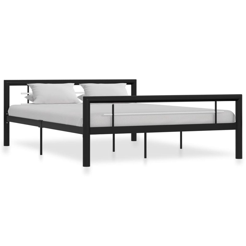 Andelina Metal Bed, black and white, European Kingsize (160 x 200cm)