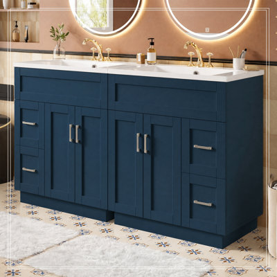 Meuble-lavabo avec 4 portes d'armoire, 4 tiroirs et 2 tablettes réglables