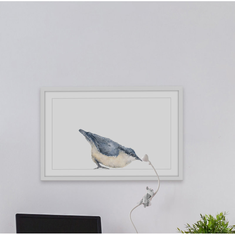 NUTHATCH Bird II par Thimble Sparrow-reproduction d’art sur papier encadrée, H 12 po x l 18 po x P 1,5 po