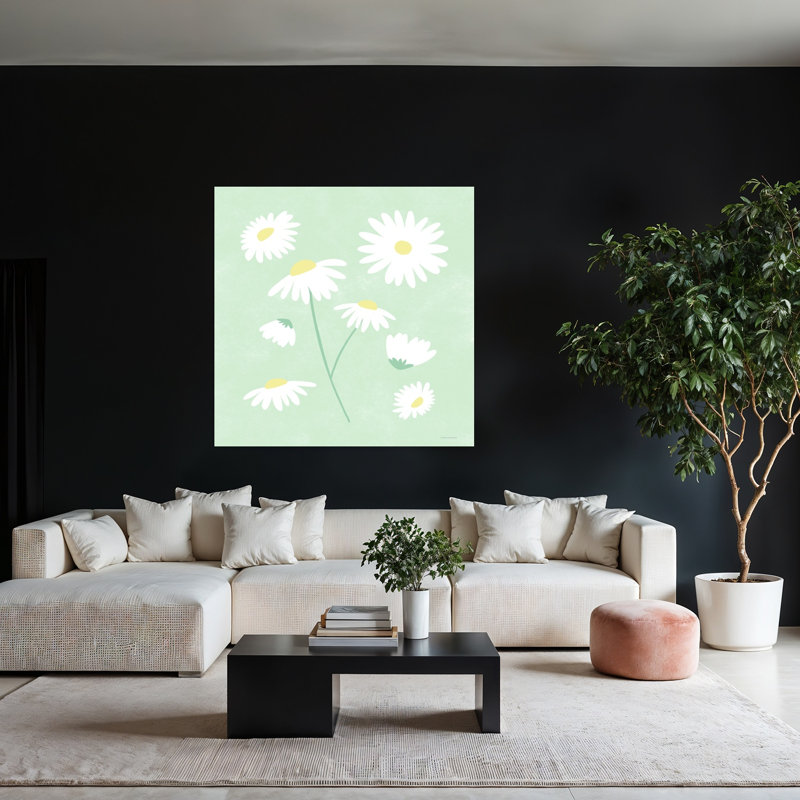 More Daisies, art abstrait de marguerite contemporaine, H 48 po x l 48 po