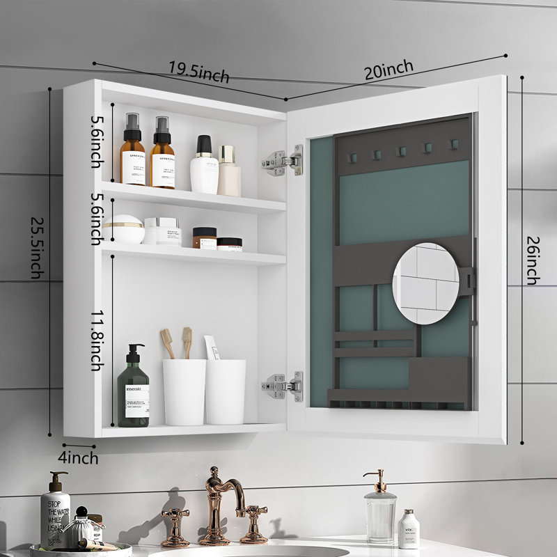 Armoire à pharmacie encastrée ou à fixation en surface avec miroir