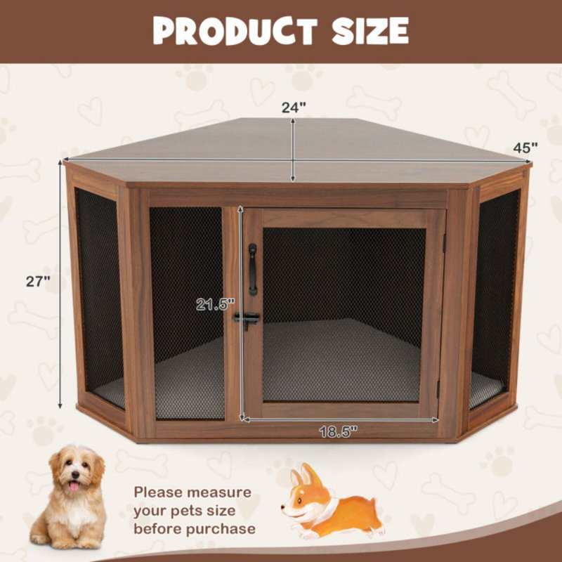 Caisse pour chien en bois Earby Tucker Murphy Pet ™ avec porte et filet