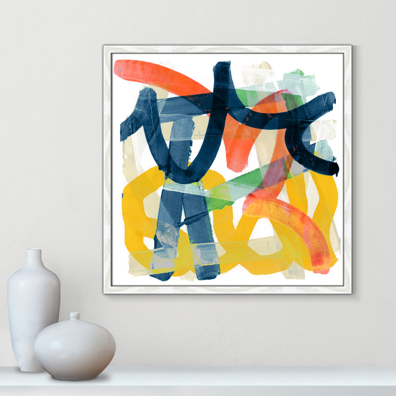 Shuffling by Cartissi, 23.5" H x 23.5" W x 0.75" D, White Framed