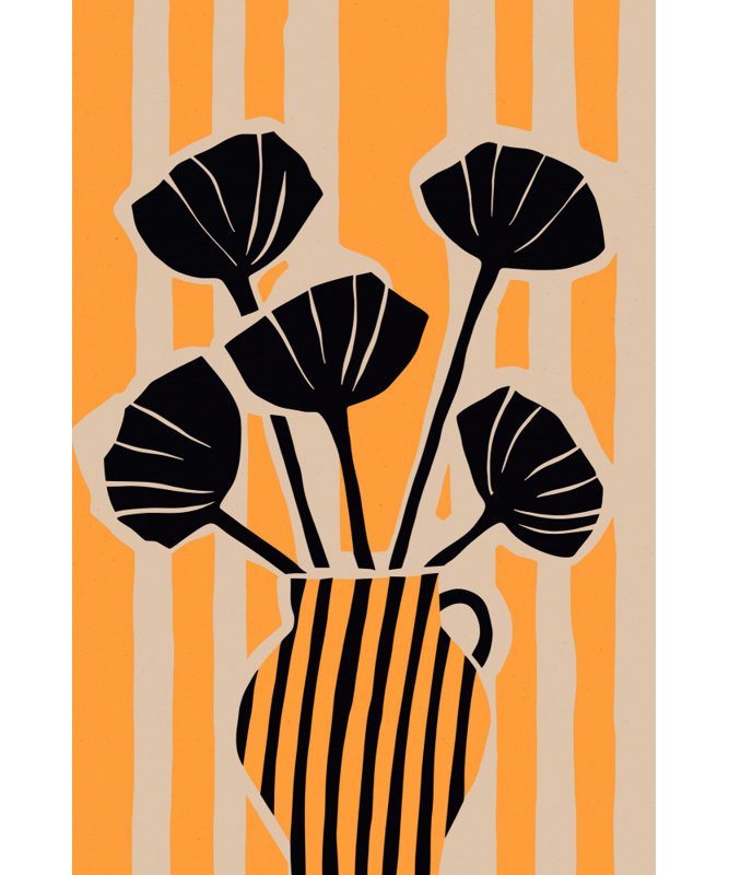 Bold Floral Stripes by Treechild — Floral Wall Art, Tan, 12 × 18, Matted Framed Print