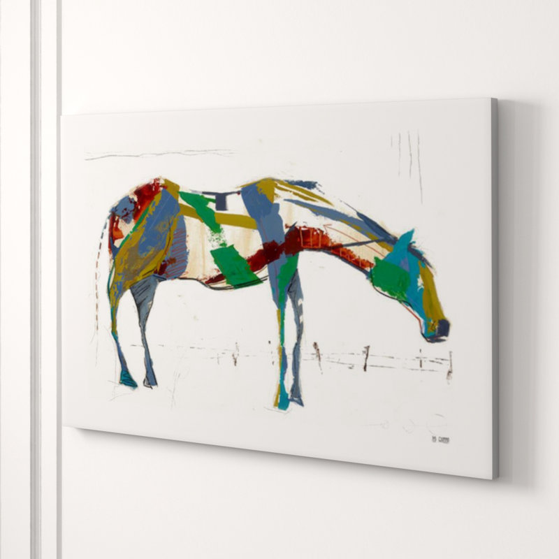 Painted Horse Alone Print by Milton Coppo, Glass Coat, 30" H x 45" W