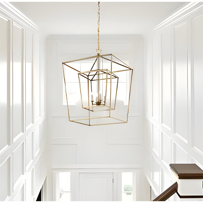 Labarre 4 - Light Lantern Open Caged Pendant Antique Gold, Gold