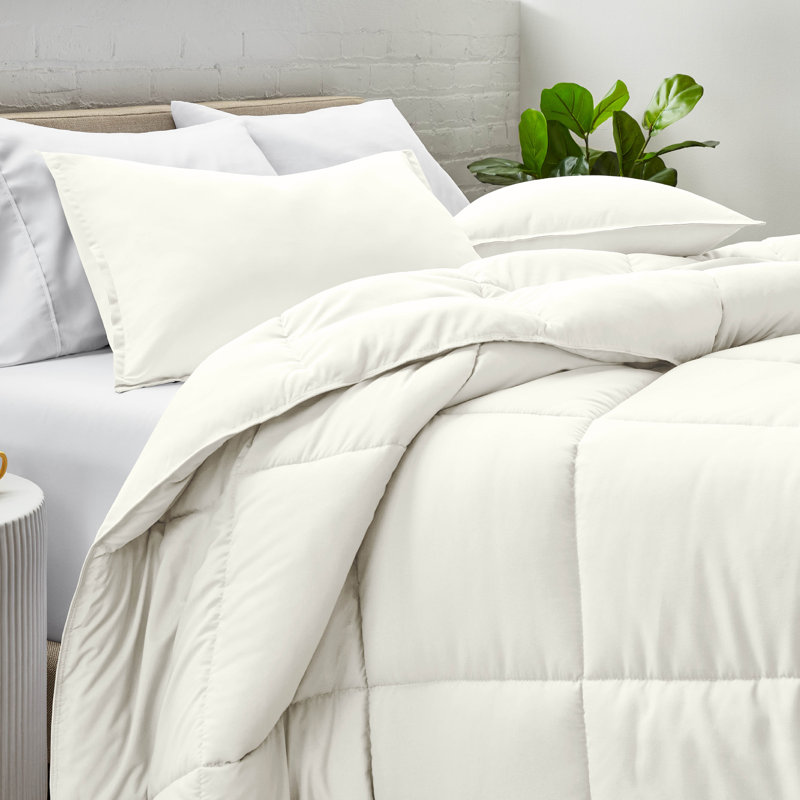 Ensemble d'édredon ultra-doux toutes saisons, Édredon pour lit simple + 1 taie décorative stan, Crème