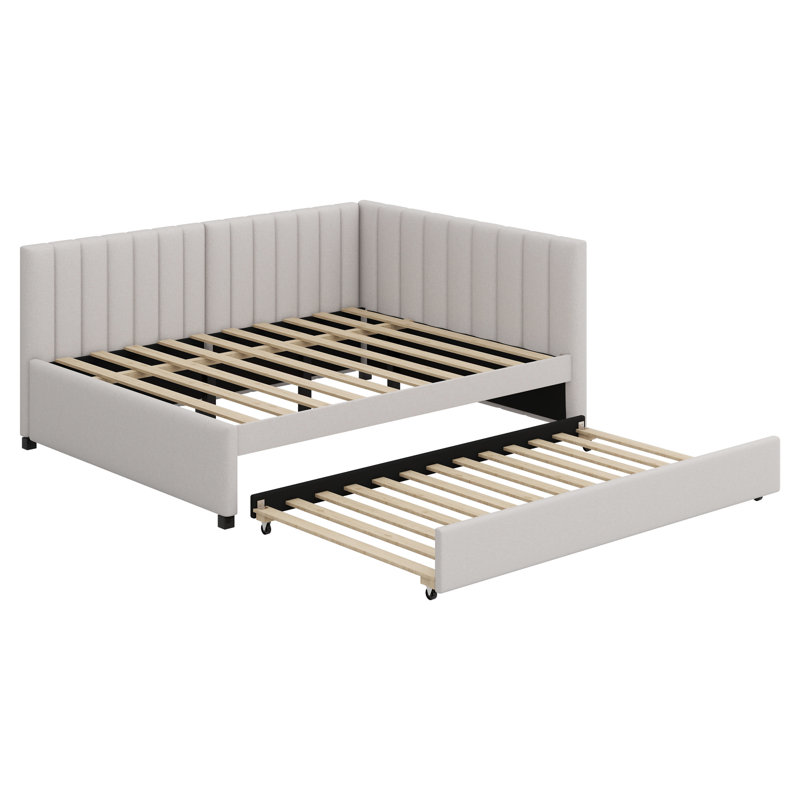 Lit de jour rembourré avec couchette, Beige