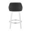 Tabouret de bar à hauteur fixe avec pivot en bois blanc et similicuir noir avec repose-pieds rond chromé - ensemble de 2-96742004