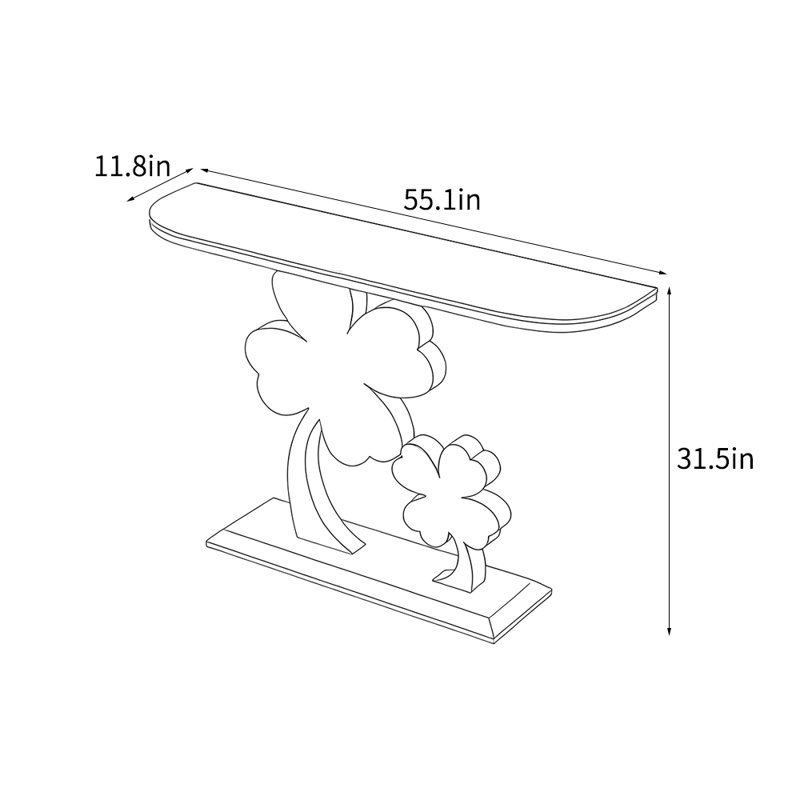 Console moderne et luxueuse, H 31,5 po x l 55,1 po x P 11,8 po, Blanc, Doré