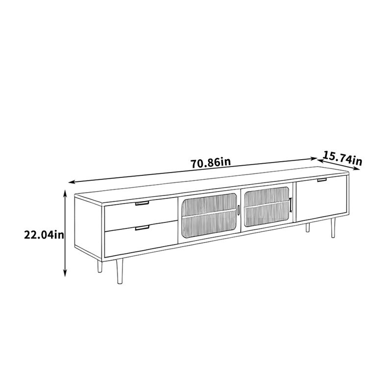 Osten, H 22,04 po x L 70,86 po x l 15,74 po