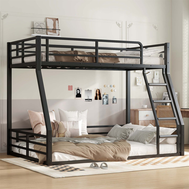Metal  Floor Bunk Bed, Heavy-Duty Design With Noise-Reducing Features For Kids, Teens, And Adults, Full
