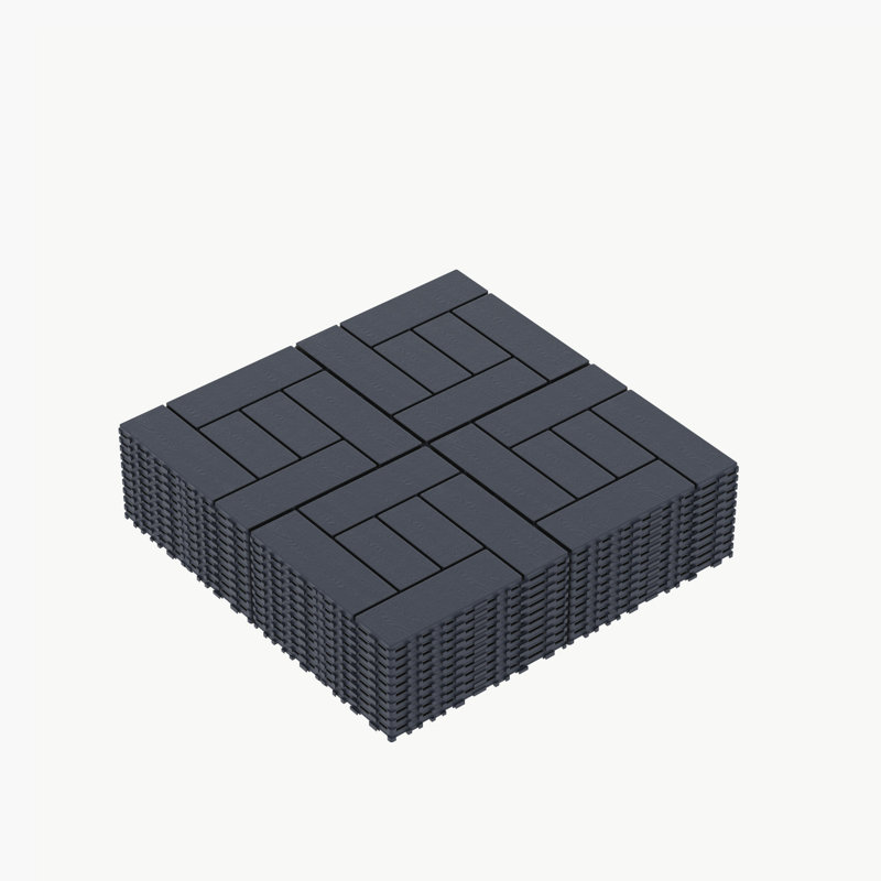 12'' L x 12'' W Plastic Interlocking Deck Tile, Grey