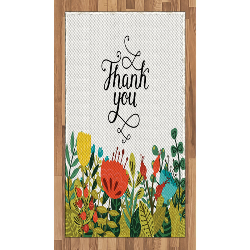Floral High Density Long Fiber Poly Threads Decorative Area Rug Carpet, Rectangle 2'7" x 5'