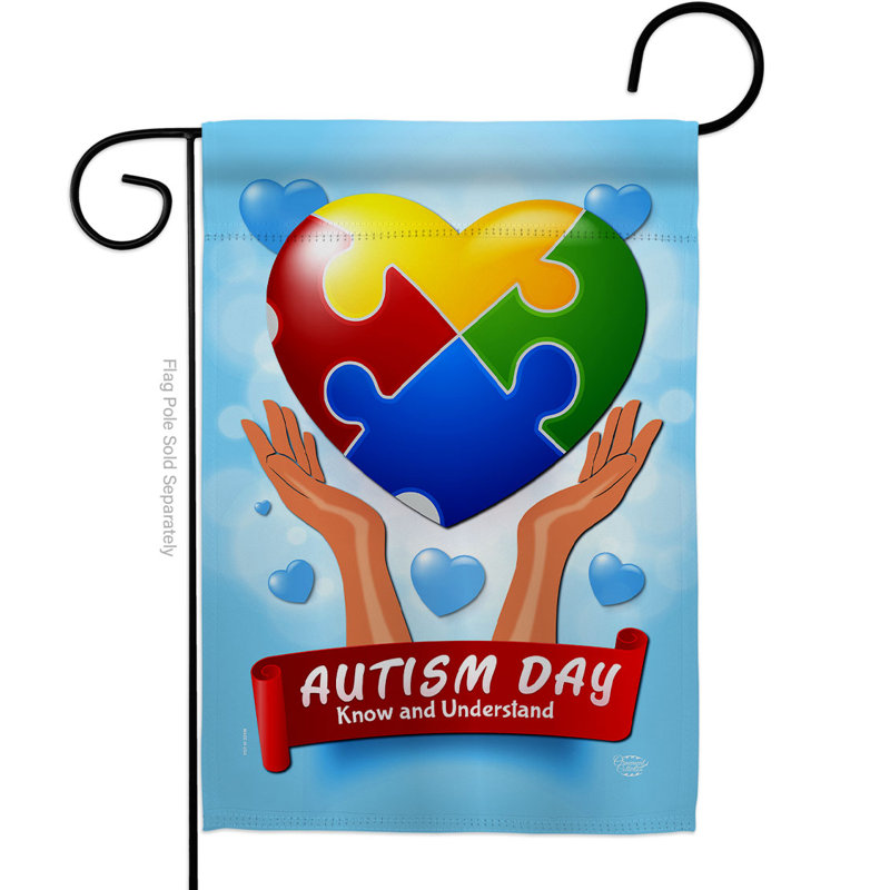 Drapeau de jardin en polyester 19 x 13 po Autism Day