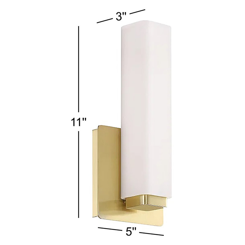 Vogue 1-Light LED Flush Mount, 3500K, 11" H x 5" W x 3" D, Brushed Brass