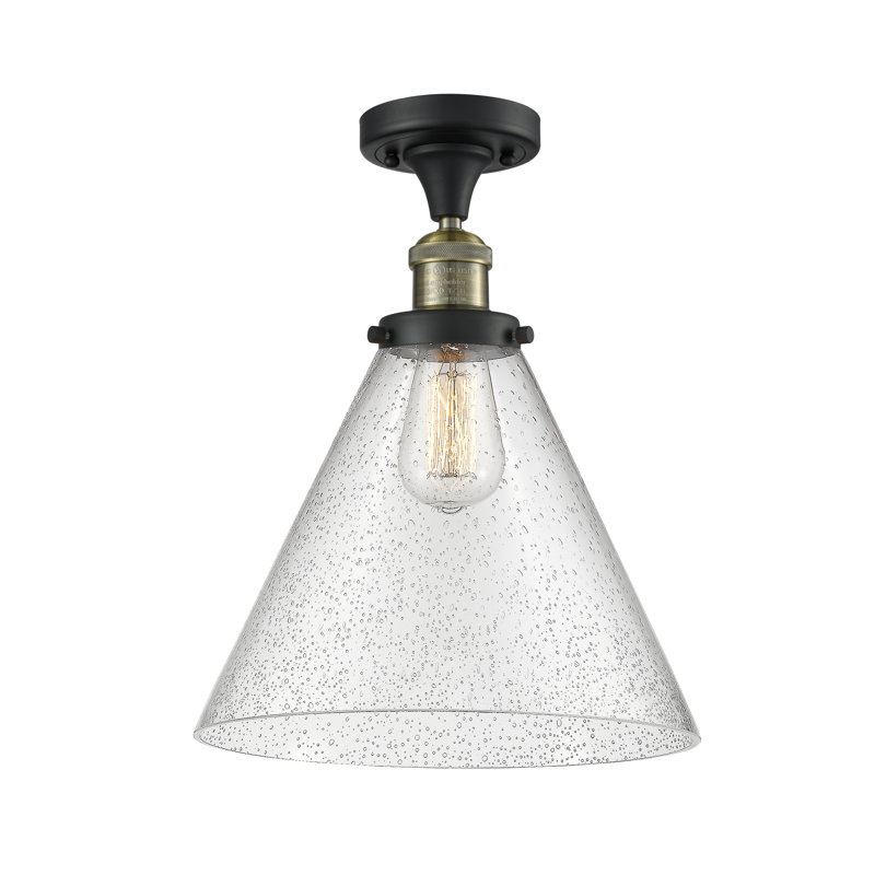 Plafonnier semi-encastré 1 lumière 12 po Chris, Ampoule non incluse, Grainé, Laiton antique noir