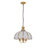 Vintage 3-Light Glass Pendant Chandelier with Scalloped Floral Shade, Gold Finish