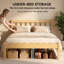 Structure de lit simple de 14 pouces, lit plateforme en bois massif avec tête de lit et pied de lit incurvés, aucun sommier nécessaire pour la chambre à coucher, assemblage facile-265557160