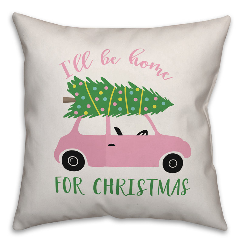  Housse de coussin «I'm Be Home for Christmas», 16 po x 1 po, Polyester/ Bourre en polyester