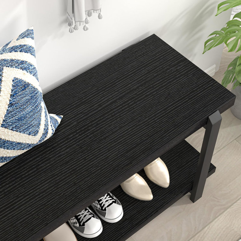 Modern Wood And Metal Shoe Storage Bench