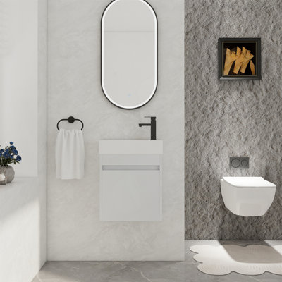 18'' Floating Wall-Mounted Bathroom Vanity With White Resin Sink & Soft-Close Cabinet, Eco-Friendly And Space-Saving Design