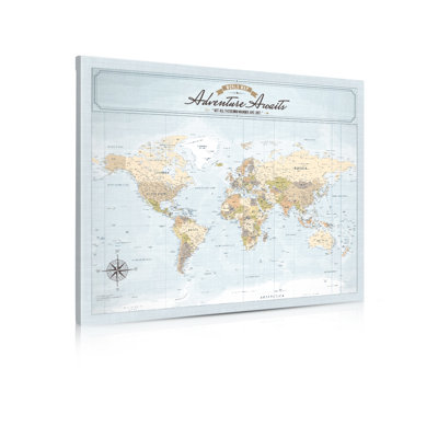 Canvas World Maps for Wall Decor, Push Pin Map Decor to Mark Travels, Large World Travel Map Print for Home, Office, Study, and RV, Ready to Hang
